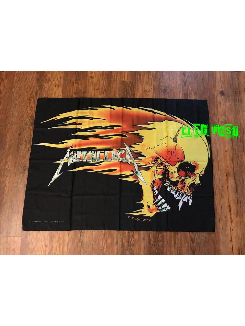 METALLICA - PUSHEAD SKULL Flag Banner Tapestry Fabric Poster Vintage 2000